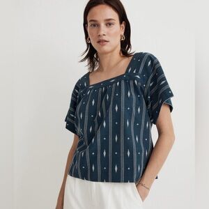 Madewell Square-Neck Short-Sleeve Top in Jacquard